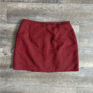 Red and black gingham mini skirt